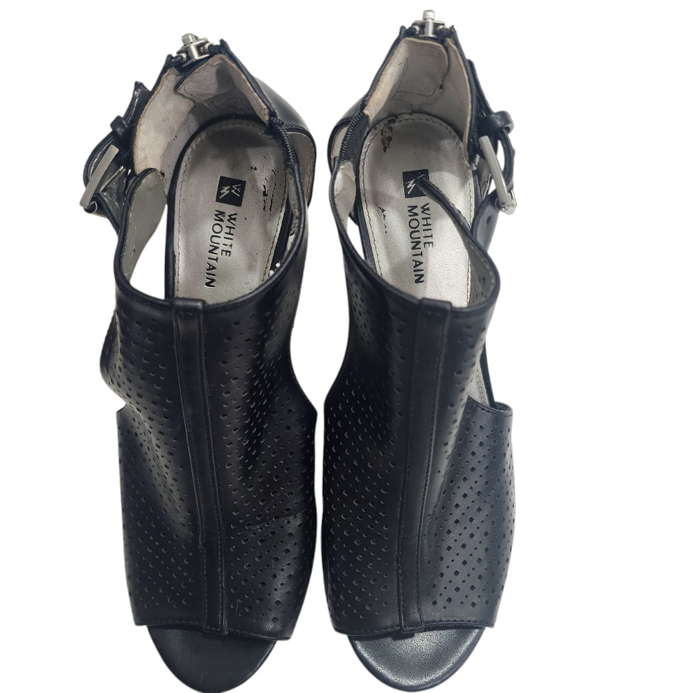 White Mountain 8M Womens Black Block Strappy Heels Pre-owned - Picture 9 of 12